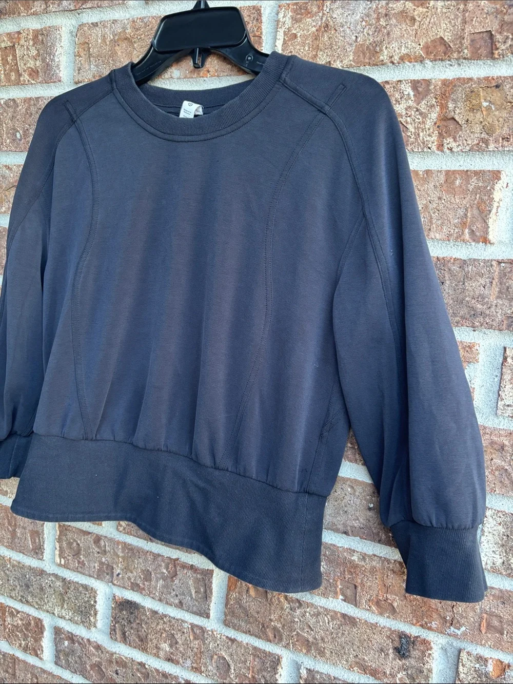 Lululemon softened ribbed hem Black Crewneck Pullover Top